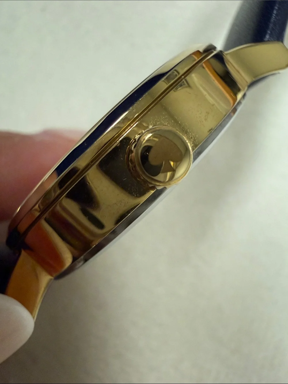 kate spade Gold-Tone Sagittarius Watch with Black Strap and Mother-of-Pearl Dial